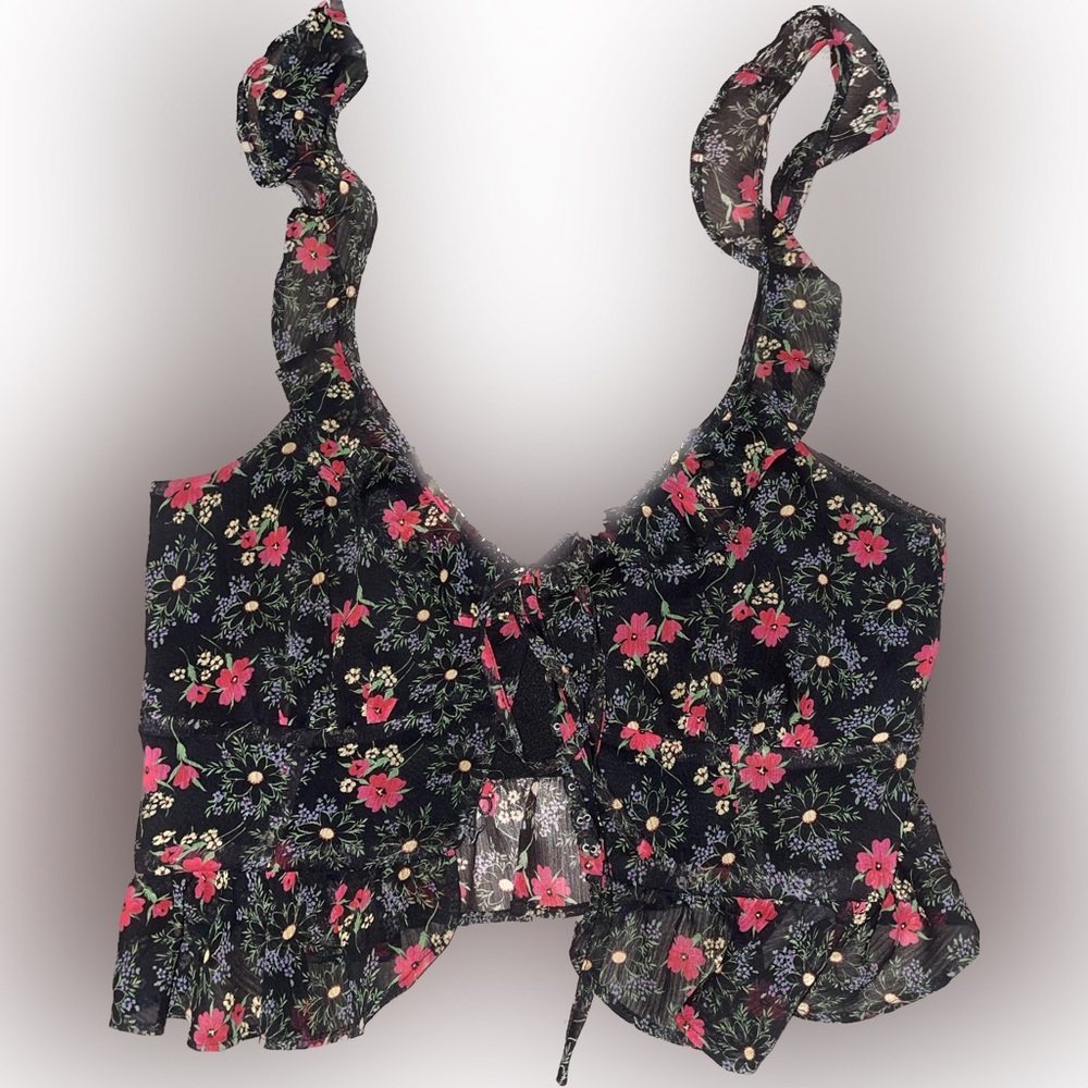 MAJORELLE Floral Ruffle Tank